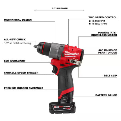 Milwaukee M12 FUEL hammer drill product features