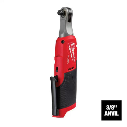 Milwaukee M12 FUEL™ High Speed 3/8" Ratchet 2567-20 with POWERSTATE™ Brushless Motor, 450 RPM performance, and compact design for professional automotive and maintenance applications.