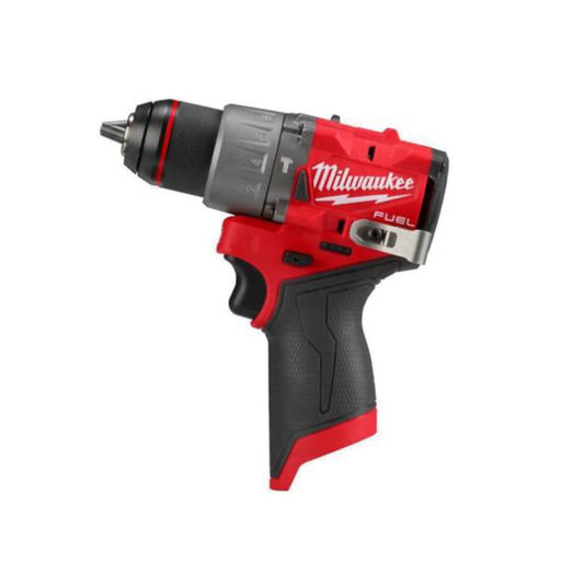 Red and black Milwaukee drill on a white background