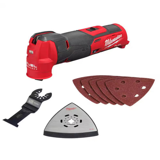 Milwaukee tool with accessories on a white background