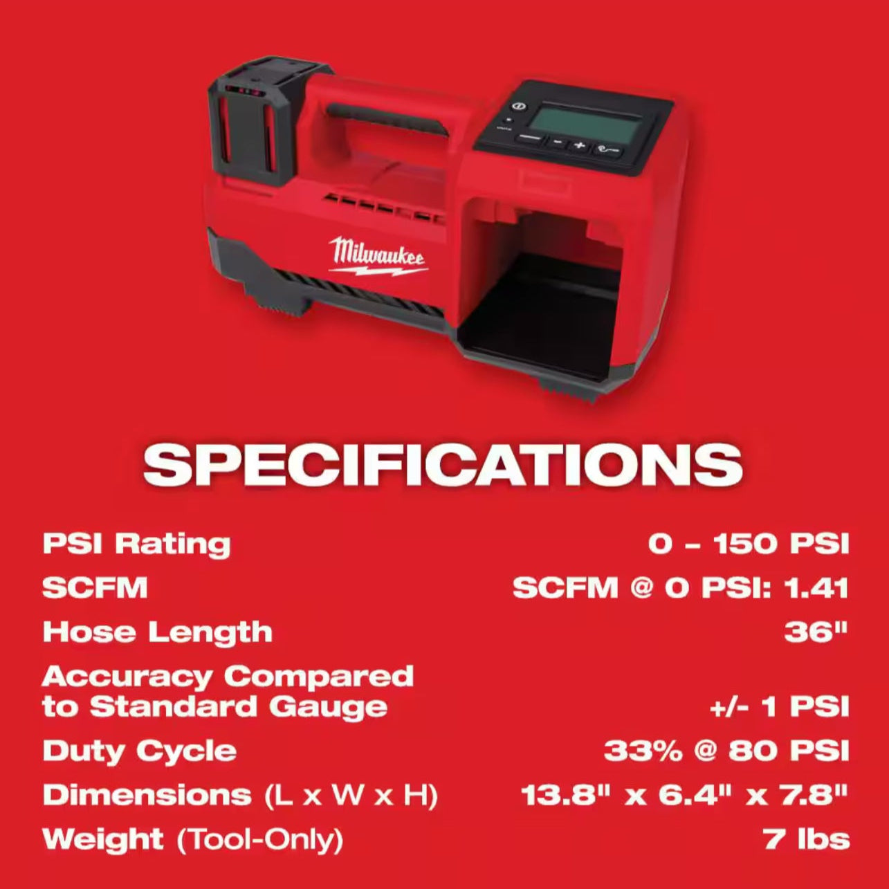Milwaukee M18 150 PSI Cordless Inflator