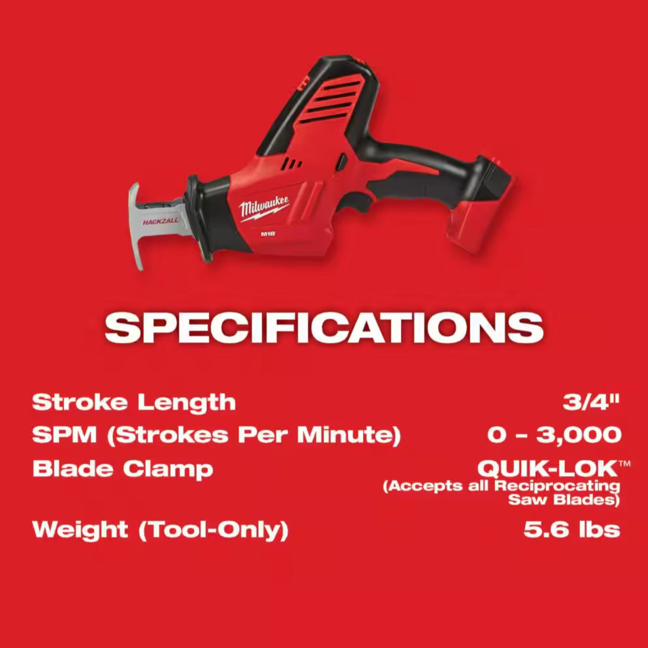 Milwaukee M18 Cordless HACKZALL Saw