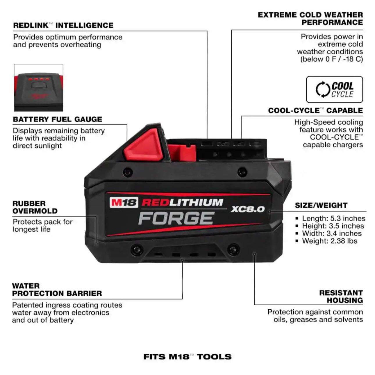 Milwaukee M18 FORGE XC8.0 Rechargeable Battery