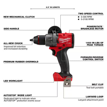 Milwaukee M18 FUEL 1/2 Inch Hammer Drill Driver 2904-20