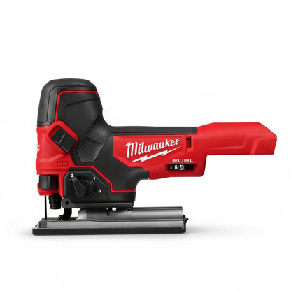 Red and black Milwaukee power tool on a white background