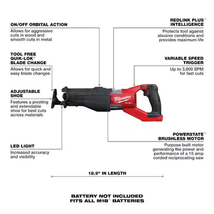 Milwaukee M18 FUEL SUPER SAWZALL Tool Only