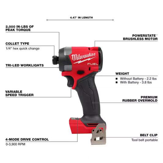 Milwaukee M18 FUEL cordless impact driver side view