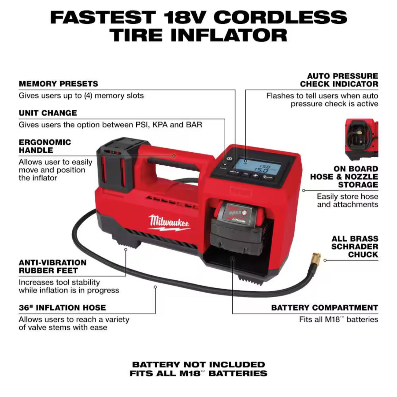 Milwaukee M18 Portable Tire Inflator