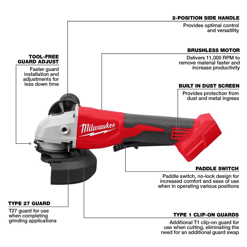 Milwaukee M18 Brushless Cordless Grinder Tool Only
