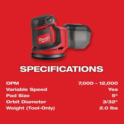 Milwaukee M18 2648-20 Professional Random Orbital Sander with Variable Speed and Dust Collection System